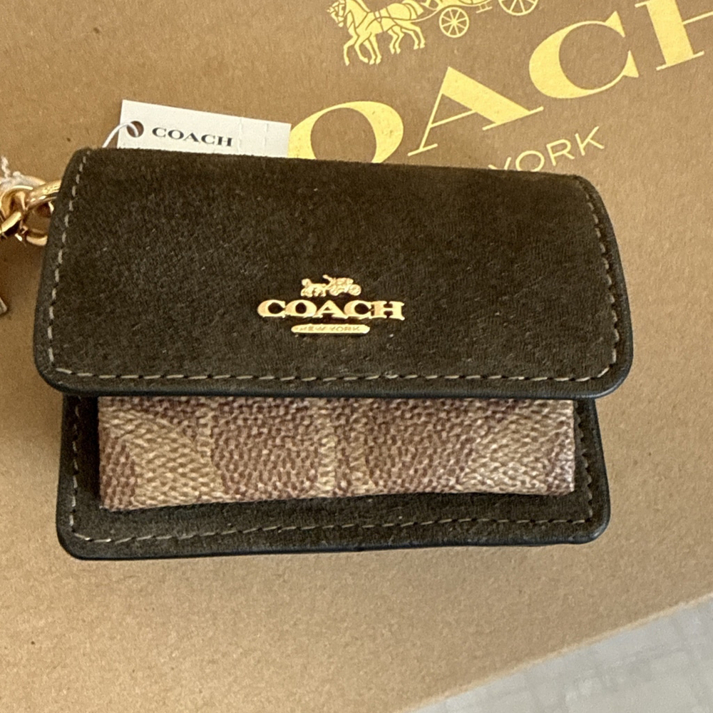 Coach Mini Klara Bag Charm Brown Signature Canvas Suede NWT